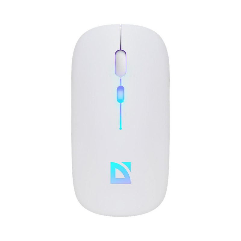 Mysz bezprzewodowa Defender TOUCH MM-997 optyczna 1600dpi 2.4 GHz + Bluetooth biała RGB AKUMULATOR bezklikowa silent