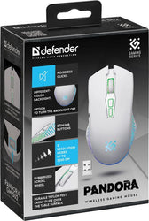 Mysz bezprzewodowa Defender PANDORA GM-502 optyczna 3200dpi biała RGB AKUMULATOR 7 przycisków Gaming bezklikowa silent