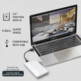 Obudowa/kieszeń Qoltec na dysk SSD HDD 2.5" | SATA | USB 3.0 | Super speed 5Gb/s | 2TB | Srebrny