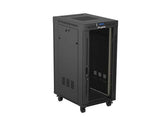 Szafa instalacyjna Rack Lanberg stojąca 19" 24U 600x800 czarna drzwi przeszklone LCD (Flat Pack) v2