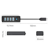 HUB USB-C Orico PWC2U-C3-015-BK-EP  2x USB-A 3.1 + USB-C, czarny