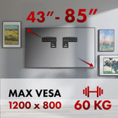 Uchwyt do TV Maclean MC-806 N, kompatybilny z telewizorami Samsung QLED, 43"-85", max. 60kg