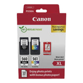 Zestaw tuszy Canon PG-560 XL Black 14,3 ml 400 str./CL-561 XL Color 12,2 ml 400 str. + papier fotograficzny glossy (3712C008)
