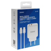 Ładowarka sieciowa 20W SAVIO LA-13 + Kabel Quick Charge Power Delivery 3.0 Biała