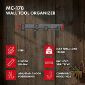 Organizer na narzędzia ścienny Maclean MC-178, stalowy , z haczykami, max. obciążenie 136kg, szerokość 816mm