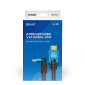 Kabel HDMI v2.1 Savio CL-147 1,8m, 8K, kątowy, OFC, niebiesko-czarny, złote końcówki