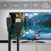 Kabel Qoltec HDMI v1.4 | Micro HDMI | High speed | 4K | 30Hz | GOLD | 3m