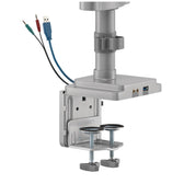 Uchwyt biurkowy do trzech monitorów szary Ergo Office ER-408G, ze sprężyną gazową, 17"-30", 7 kg, 1x USB 3.0, 2x mini-jack
