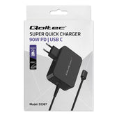 Ładowarka sieciowa Qoltec GaN POWER PRO | 1xUSB-C | 90W | 5-20V | 3-4.5A | Czarna