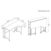 Biurko składane Maclean MC-126 L/B, czarne, mobilne 100x73cm, max. 50kg