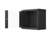 Szafa instalacyjna Rack wisząca 19" 9U 540x350 czarna Drzwi przeszklone Lanberg (flat pack)