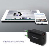 Ładowarka sieciowa Qoltec 18W | 5-12V | 1.5-3A | USB typ C PD | USB QC 3.0 | Czarna