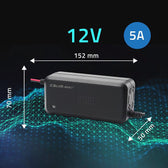 Ładowarka inteligentna Qoltec mikroprocesorowa 12V | 5A | Prostownik do akumulatora AGM GEL SLA | 6-stopniowe ładowanie
