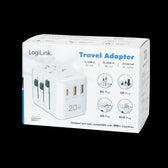 Ładowarka sieciowa podróżna LogiLink PA0356 USB GaN, 20 W, 4 złącza (PD), biała