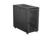 Szafa instalacyjna Rack stojąca 19" 22U 600x1200 czarna drzwi szklane LCD Lanbeg (flat pack)