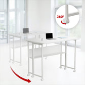 Biurko składane Maclean MC-126 W, białe, mobilne 100x58cm, max. 50kg