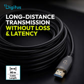 Kabel DIGITUS połączeniowy hybrydowy HDMI AOC HDMI-A męski-męski HDMI 2.1 UHD-2 8K@60Hz 48Gbps HDR, eARC, HDCP 2.2, CEC 80m