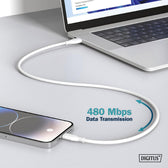 Kabel zasilający DIGITUS silikonowy USB-A - USB-C, USB 2.0 60W, 2m biały