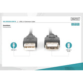 Przedłużacz DIGITUS AK-300202-050-S USB 2.0 5m czarny
