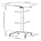 Biurko stolik mobilny na laptop Maclean MC-453B, czarne pneumatyczna regulacja wysokości 80x52cm 8kg max 109cm wys