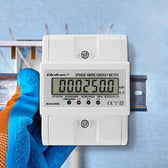 Miernik zużycia enrgii Qoltec na szynę DIN | Trójfazowy elektroniczny licznik | 400V | 100A | LCD | 4P