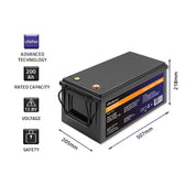 Akumulator LiFePO4 Qoltec Litowo-Żelazowo-Fosforanowy | 12.8V | 200Ah | 2560Wh | BMS