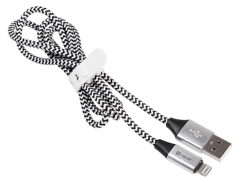Kabel Tracer USB 2.0 iPhone AM - Lightning 1m czarno-srebrny