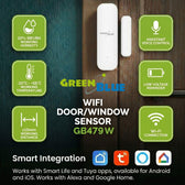 Czujnik otwarcia drzwi i okien GreenBlue GB479 W, bezprzewodowy WiFi kontraktron Android iOS 3.0V DC, LR03x2