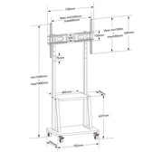 Stojak mobilny Techly 32''-70'', 70 kg, półka AV, PIVOT
