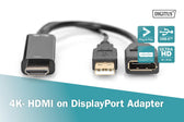 Kabel adapter DIGITUS HDMI 4K 30Hz na DisplayPort i USB A, 0,2m