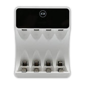 Ładowarka Qoltec do akumulatorków Ni-MH typu R03 AAA R6 AA | LCD | Kabel USB-C | Biała