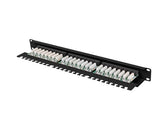 Patch panel Lanberg 24 Port 1U 19" Kat.6 UTP z organizerem kablowym czarny