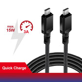 Kabel 2 x USB-C 15W Maclean MCE493 wspierający QC 3.0 przesył danych 3A czarny dł. 1m