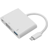 Adapter USB Qoltec USB 3.1 C 3w1 / USB 3.0 | VGA | USB-C 3.1 PD 92W