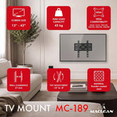 Uchwyt do telewizora Maclean MC-189 13-43" 45kg uniwersalny czarny max vesa 200x200