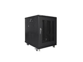 Szafa instalacyjna Rack stojąca 19" 15U 600x800 czarna drzwi perforowane Lanberg (flat pack)